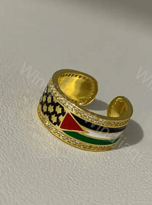 Pali Kuffiya Ring, Palestinian Ring, Middle Eastern Jewelry, Cultural Ring, Heritage Ring, Symbolic Ring, Fashionable Ring, Trendy Ring, Statement Ring, Unisex Ring, Handmade Ring, Identity Jewelry, Support Palestine, Artistic Ring, Unique Ring, Traditional Ring, Solidarity Ring, Ethnic Ring, Palestinian Pride, Kuffiya Pattern Ring,