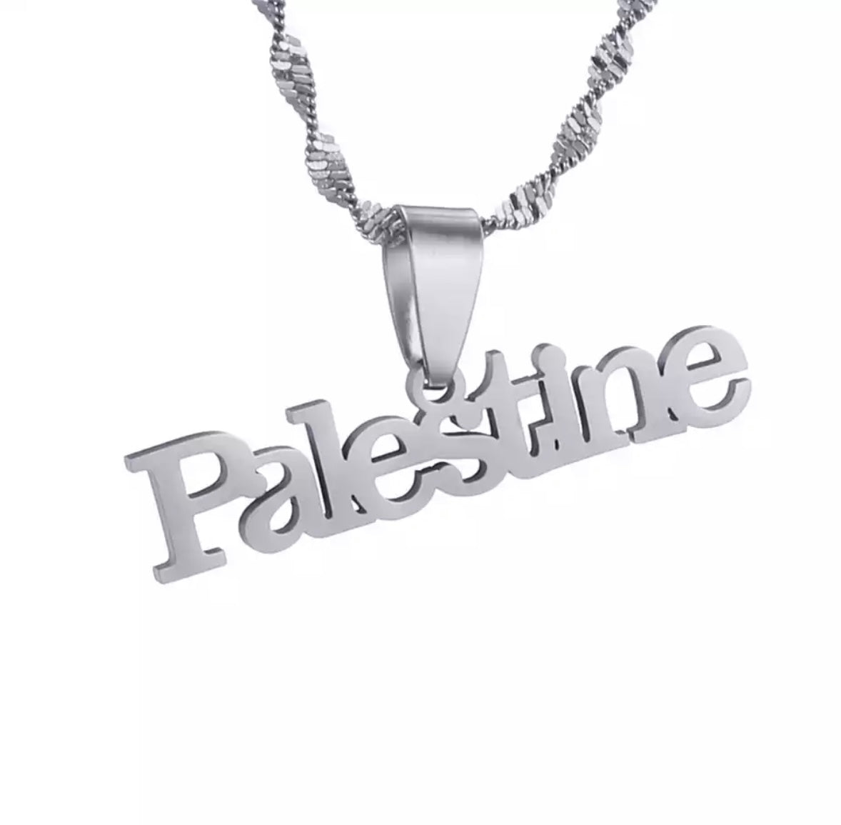 Palestine in English Pendant Necklace, Palestinian Jewelry, Middle Eastern Necklace, Cultural Necklace, Heritage Jewelry, Palestinian Pride, Symbolic Necklace, Fashionable Necklace, Trendy Necklace, Statement Necklace, Unisex Necklace, Handmade Necklace, Elegant Necklace, Identity Jewelry, Support Palestine, Artistic Jewelry, English Script Necklace, Pendant Necklace, Patriotic Jewelry, Unique Necklace,